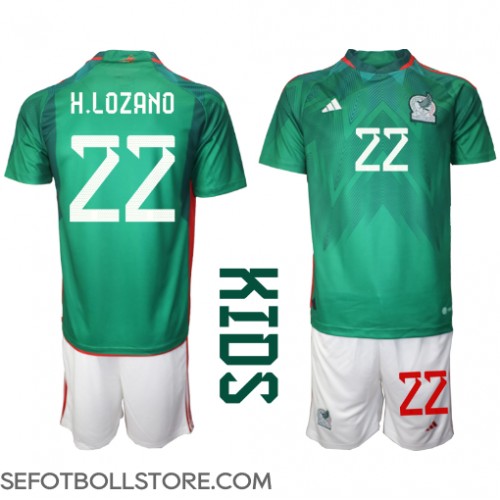 Mexiko Hirving Lozano #22 Replika babykläder Hemmaställ Barn VM 2022 Kortärmad (+ korta byxor)